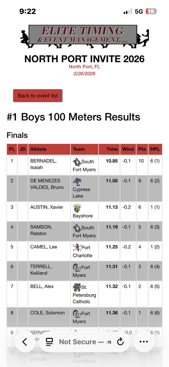 2rawisaiah_'s tweet photo. had a great meet at North Port last night. I placed 1st overall in both the 100m and 200m, and I ran a new PR of 21.61 in the 200m. https://t.co/HQ2OSwVr4X
