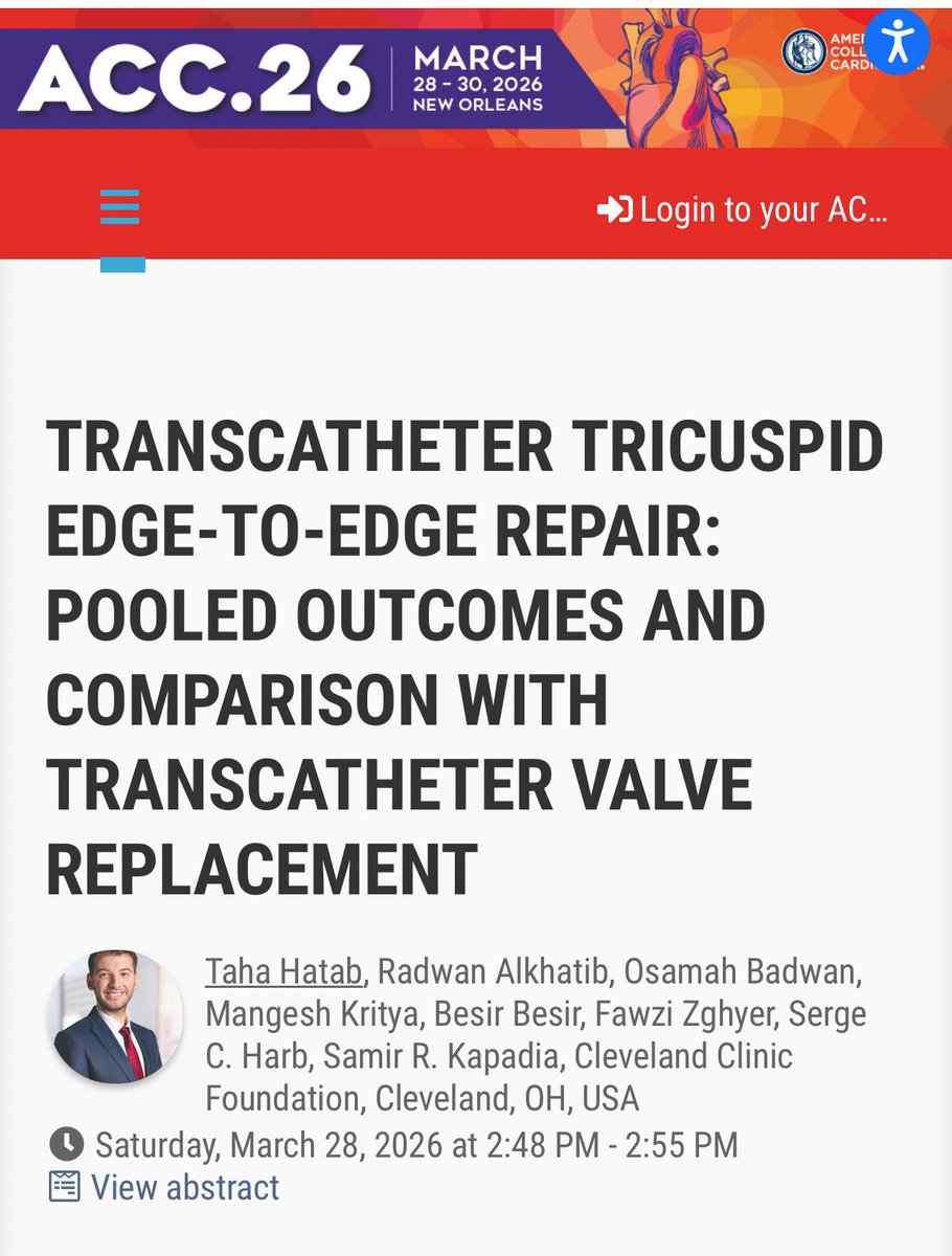 Taha_Hatab1's tweet photo. Excited to be heading to @ACCinTouch, join me tomorrow as I present our work on the pooled outcomes post T-TEER and TTVR

@tavrkapadia https://t.co/aKZSguvnym