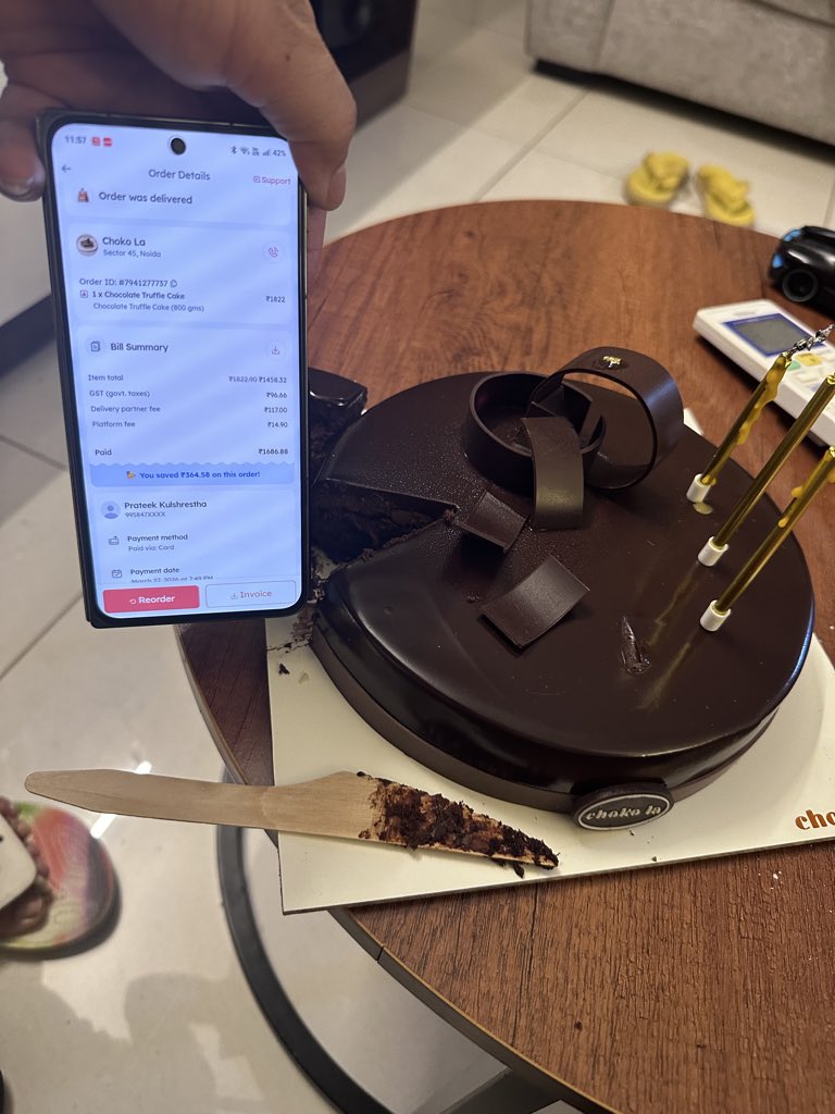 Ordered a cake via <a href="/zomato/">zomato</a> from Chokola for ₹1686. It has a foul smell. What’s worse is that Zomato support refused help, saying the restaurant denied the issue. How exactly is a restaurant supposed to verify a foul smell over a phone call? <a href="/zomatocare/">Zomato Care</a> 
Please Issue Refund