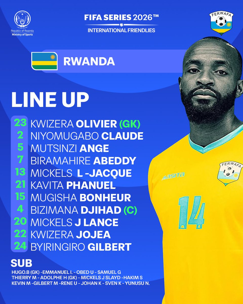 ChristianOG250's tweet photo. Amavubi starting 11

#FIFASERIES2026 
#TuriAmavubi https://t.co/2Yk6jK7Goi