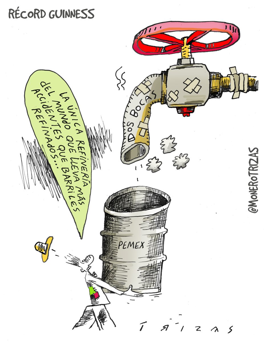 monerotrizas's tweet image. Nuevo #Récord #Guinness  gracias a nuestra flamante #RefineríaDosBocas #Pemex #CaricaturaPolítica