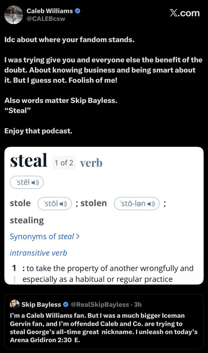 bearszn's tweet image. Bears QB Caleb Williams responds to Skip Bayless after Skip tweeted out he’s “offended” Caleb Williams is trying to “steal” the iceman nickname. 

👀👀👀👀