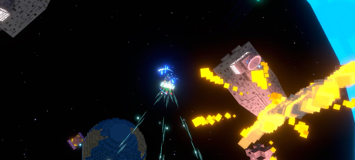 KaroslavJarafa's tweet photo. Space cruiser mid-battle—had to capture it in The Sandbox Season 7. @TheSandboxGame https://t.co/22PZt1kIHN #Season7 https://t.co/31XzWY0EHj