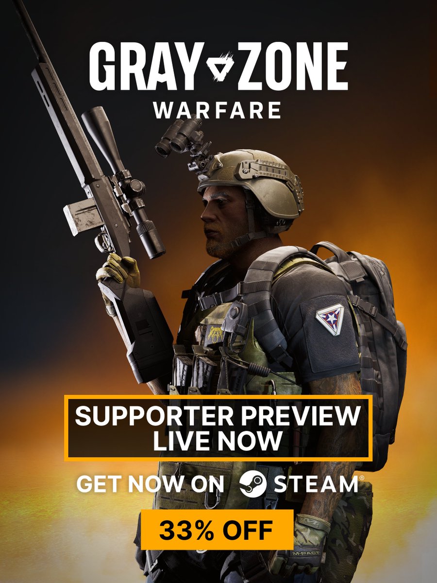 All Supporter Edition owners now have access to the Update 0.4 Preview. 

Any progress made during this period will carry over to the full release on March 31. 🔗👇

Let's go!

#Spearhead #GZW #GrayZoneWarfare