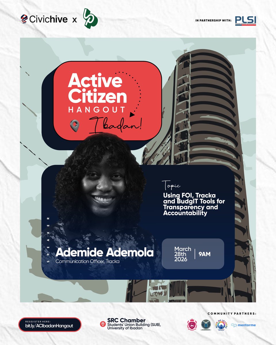 Knowledge is power but the right tools give you more power to take action. It’s time to move from awareness to action.

Ademide Ademola will walks you through how to use FOI, Tracka, and BudgIT tools for transparency and accountability.

Learn practical ways to track projects,