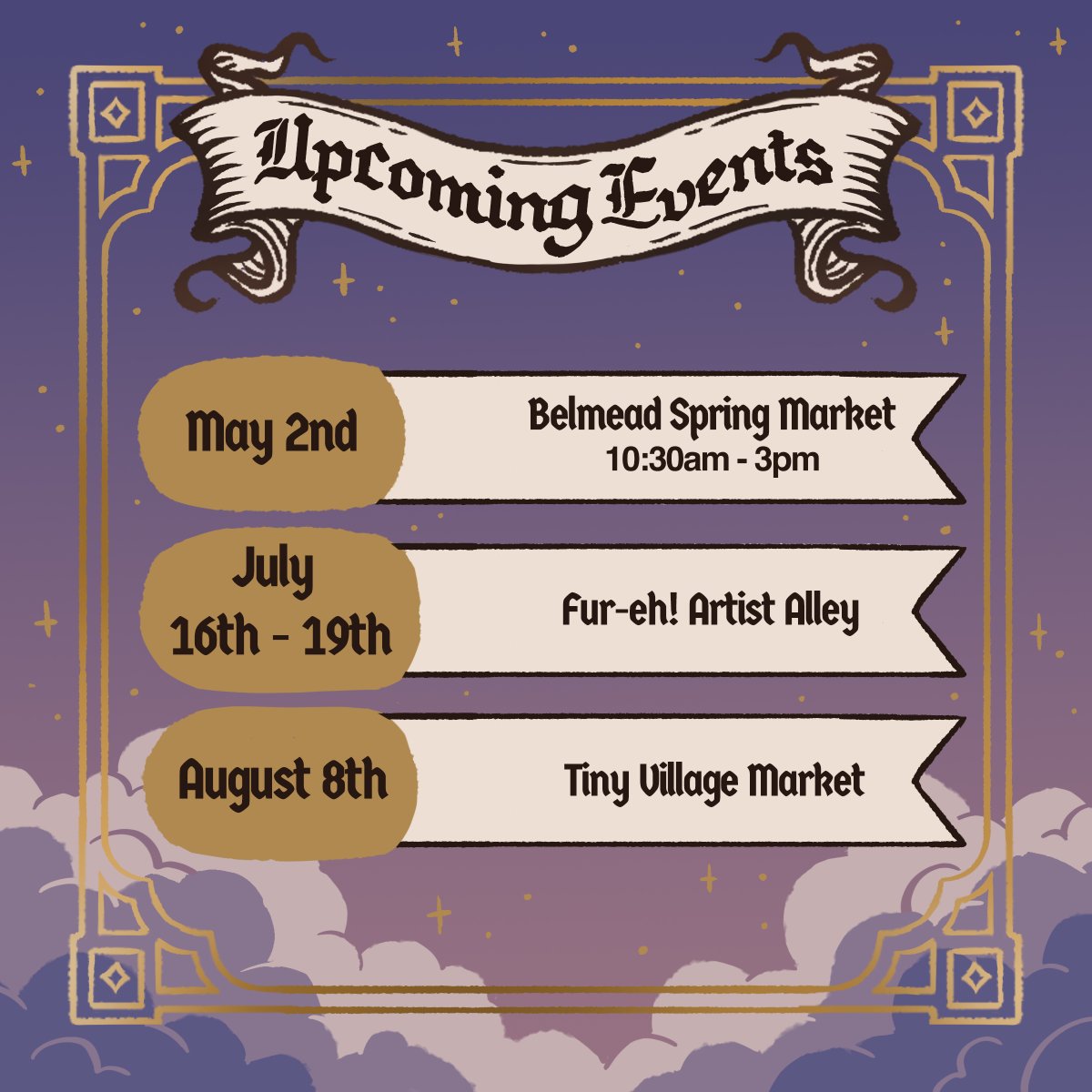 acronicalarts's tweet photo. Excited to share that I'm confirmed to vend at these 3 events this Spring/Summer. These will be my first markets in a long while, and the first ever for my business! 🐦‍⬛ Hope to see you there :) 
#artistalley #artbusiness https://t.co/Imj2ycA9YD