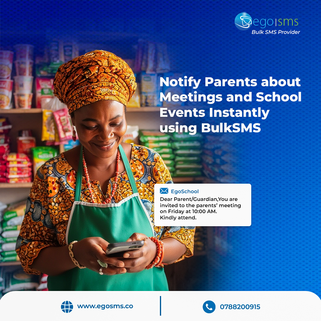 Egosms's tweet image. Keep parents informed and engaged with instant updates about meetings and school events using BulkSms

Sign up now at comms.egosms.co

#egosms #Bulksms
