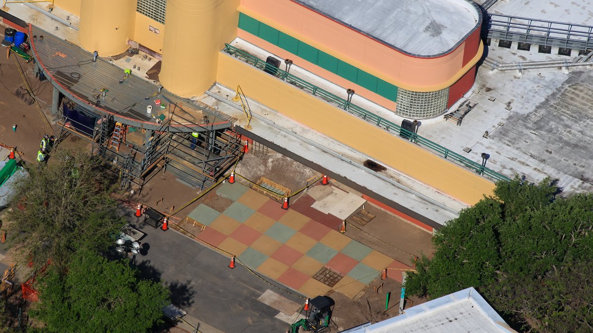 Aerial photos of colorful pavement outside The Magic of Disney ...