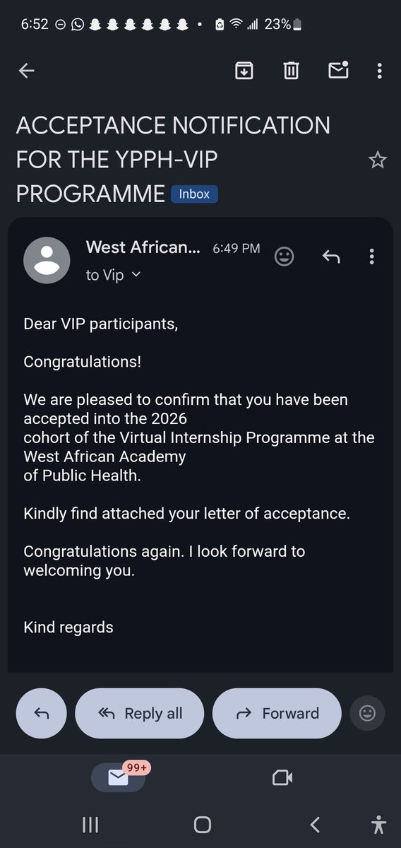 Okpala1Ozioma's tweet photo. I am truly grateful for the opportunity to be part of the 2026 cohort of the virtual internship program at the West African Academy of Public Health.
Thank you for this privilege—I look forward to learning and contributing https://t.co/odU8clwf54