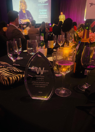 ApolloLawFirm's tweet photo. @MelindaMorrisZ  YO Advice “You can have it all … just not at the same time”. Thank you @CBJnewsroom  for the 2026 Women in Business Award. Congrats to the trailblazing Donna Julian of @hornets 
#womeninbusiness 🏆 https://t.co/8mCaRxqlsP