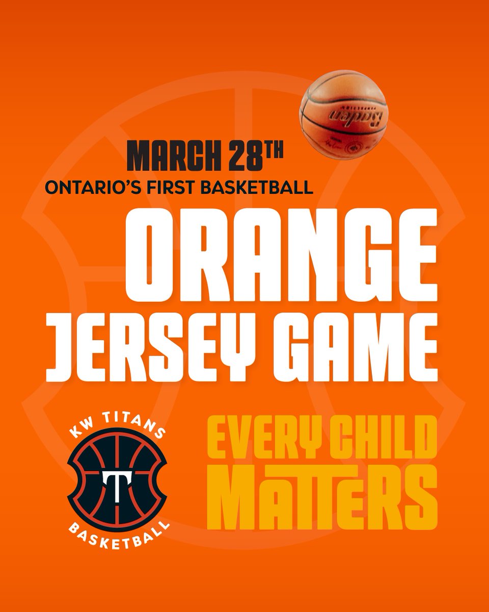 CFifeKW's tweet image. Looking forward to tomorrow afternoon's exciting @kw_titans Orange Jersey Game at The Aud. Phyllis Webstad, founder of the Orange Shirt Society, will be the guest of honour for the ceremonial tip-off. Tickets: kwtickets.evenue.net/event/A25-26/B…
#LetsGoTitans #EveryChildMatters