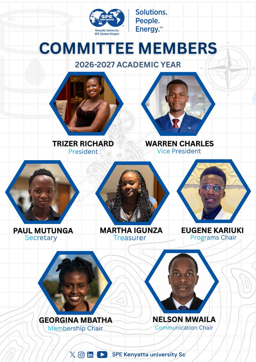 Meet the team behind the vision! 🔥
Introducing the SPE Kenyatta University Student Chapter Committee for the 2026–2027 academic year.
A dedicated group of young engineers committed to driving innovation, leadership, and excellence in the energy sector.
#SPEKUSC #FutureEngineers