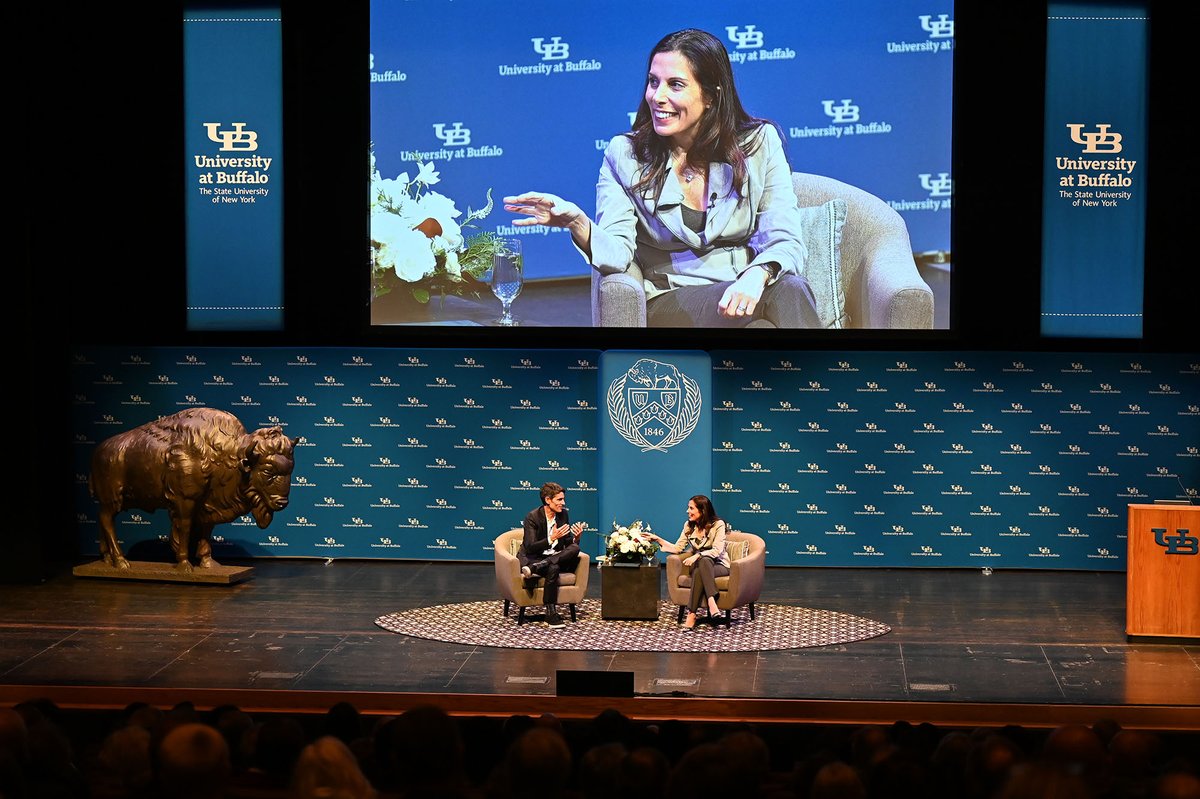 UB_speakers's tweet photo. 🤖 On #AILiteracyDay, we’re thinking back to our conversation 11/16/23 as Nicholas Thompson &amp; Nita Farahany presented “AI and the Future of Everything” at #UBSpeakers!

From creativity to mental privacy, they challenged how we think about AI in everyday life.

#UBuffalo https://t.co/rNCwf7NTDV