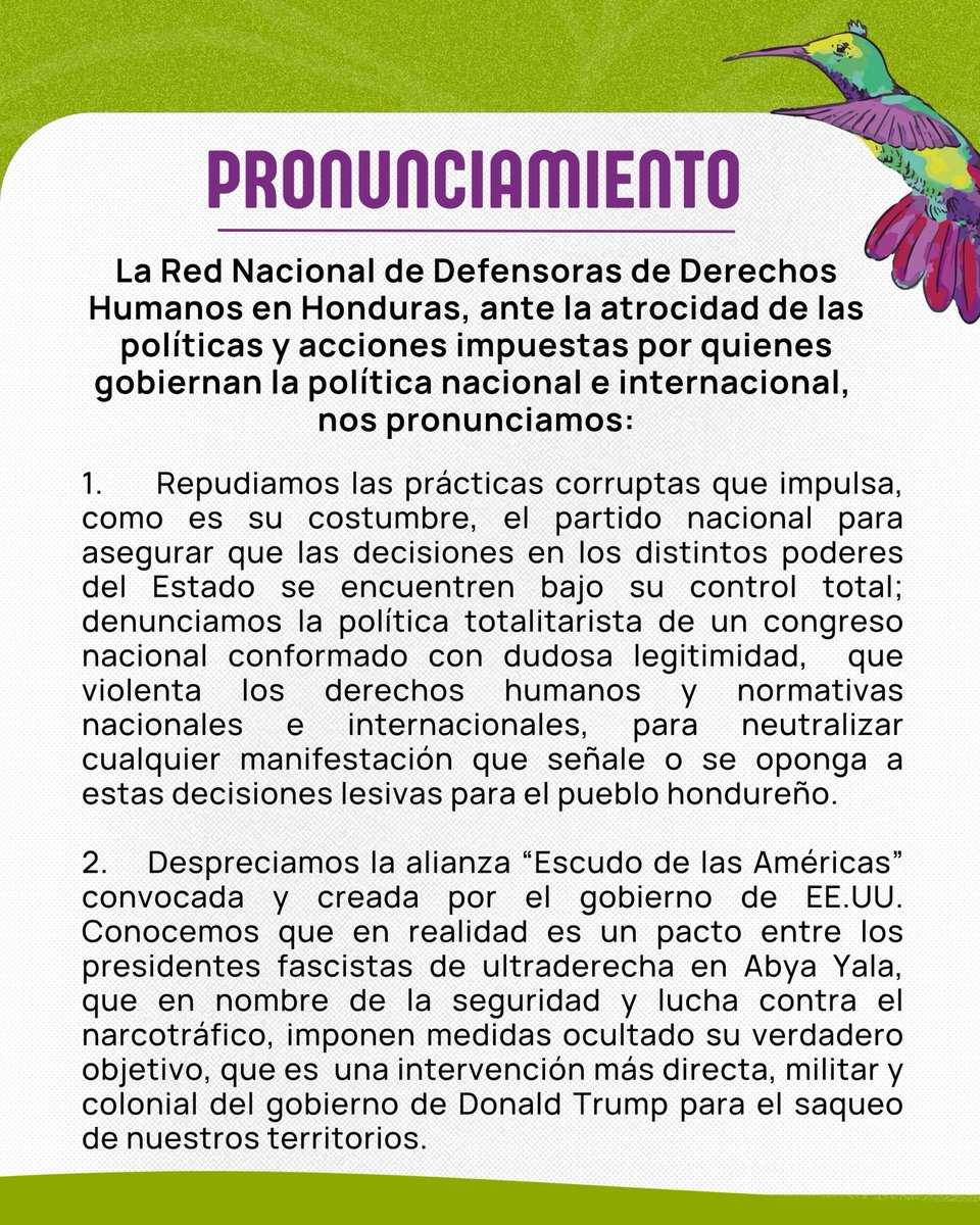 Red Nacional de Defensoras de Derechos Humanos HN tweet media