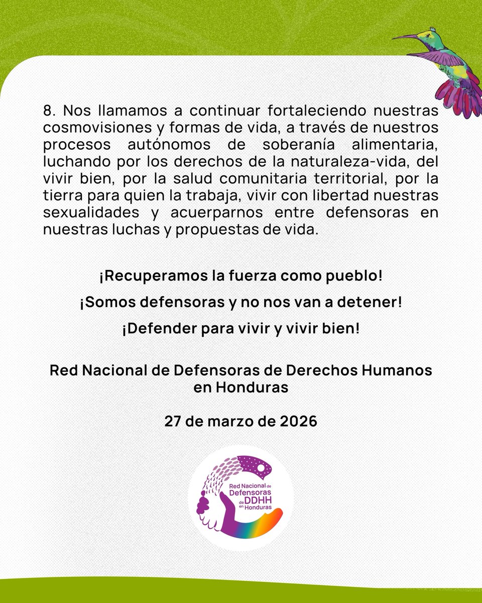 Red Nacional de Defensoras de Derechos Humanos HN tweet media