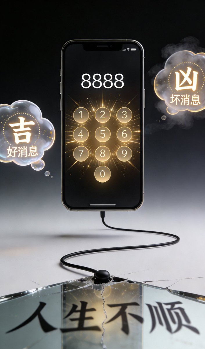 屏保密码其实有一定加持力，因为天天都用，仿如咒语了。
尤其是手机，手机是专门收消息的。手机吉，自然收的都是好消息。手机凶，自然容易收到坏消息。我这里讲的是象征性的东西，不绝对，不是说真的一用某串数字就100%只收喜讯。这只是一个意象，用来做比喻。从手机接收信息，侧面反映人生顺不顺利。