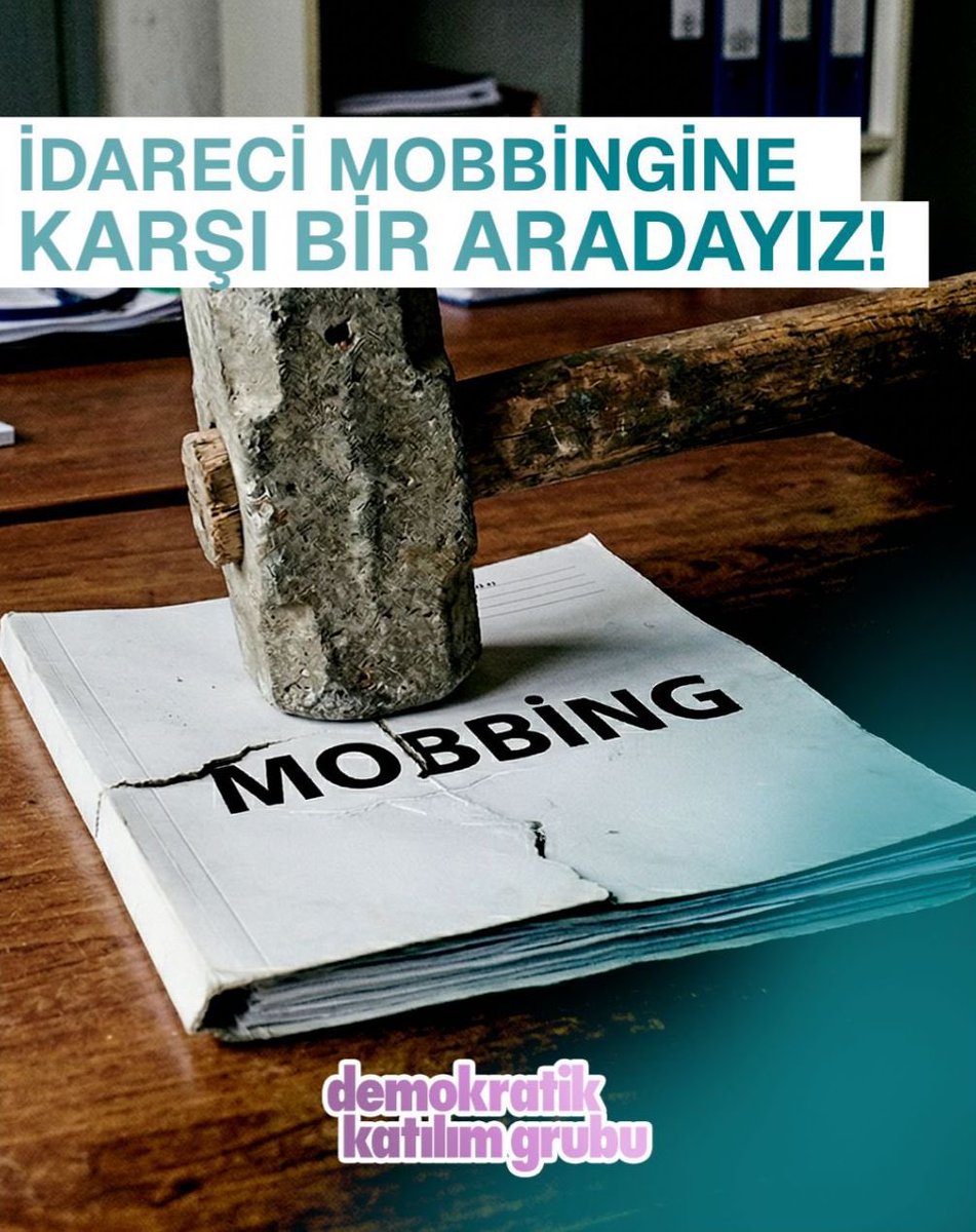 Dün olduğu gibi bugün de mobbinge karşı hekimlerin yanındayız.

Eğitici, idareci, siyasetçi mobbingine karşı korkmadan, geri adım atmadan mesleğimizi ve meslektaşlarımızı savunmak için Demokratik Katılım Grubu!