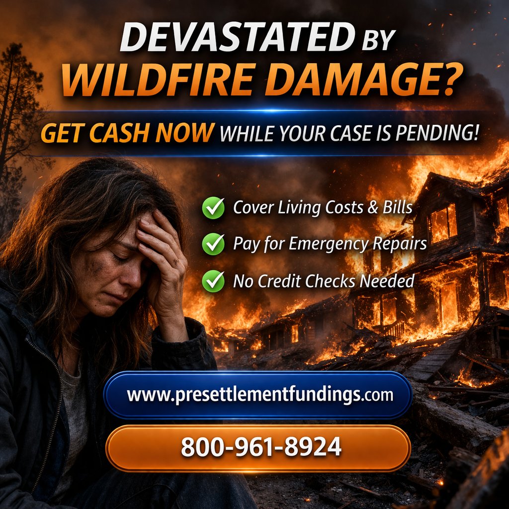 Ecopresettle's tweet photo. Wildfire lawsuit taking too long?

Your expenses don’t wait.

You may qualify for non-recourse pre-settlement funding — access cash based on your case, not your credit.

 https://t.co/MOYW8Lmoho
#WildfireRecovery #LegalFunding https://t.co/jxgcpSc33Q