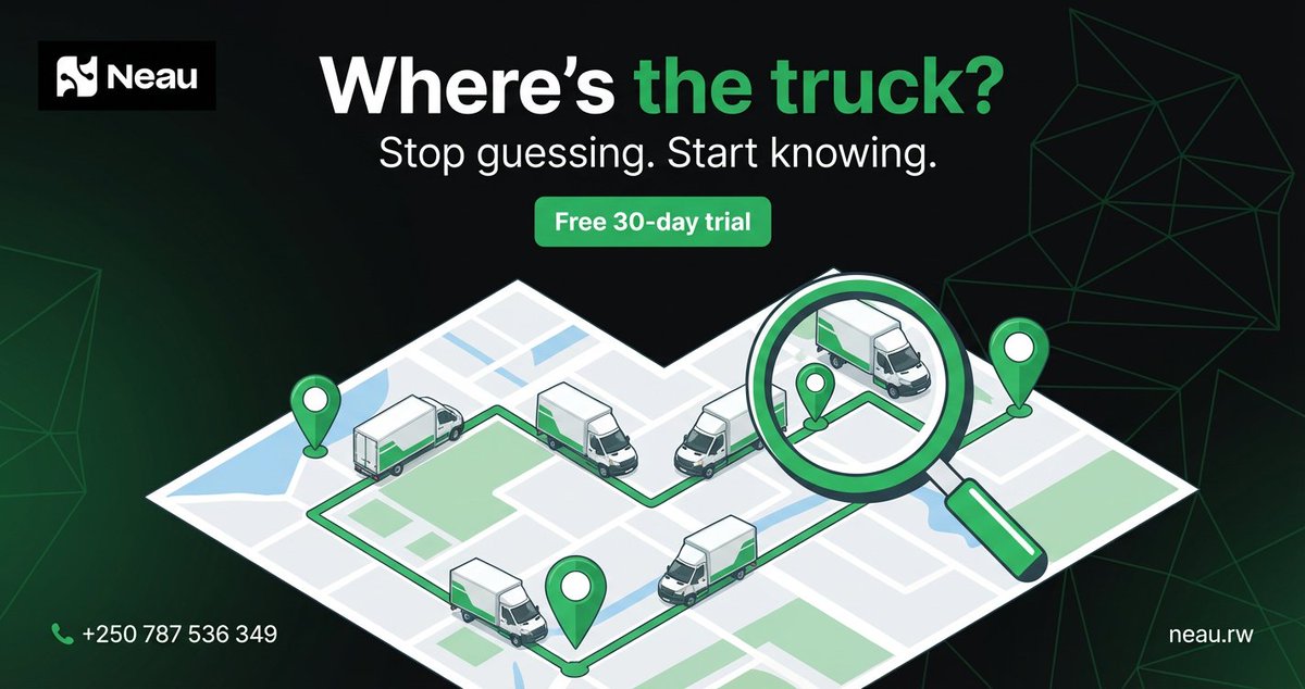 NeauRw's tweet photo. "Where's the truck?" — If you have to ask, that's a problem. With Neau, you know exactly where every vehicle is, at any time. No more guessing, no more delays. 📍 #GPS #FleetTracking #RealTime https://t.co/AehLT01LaT