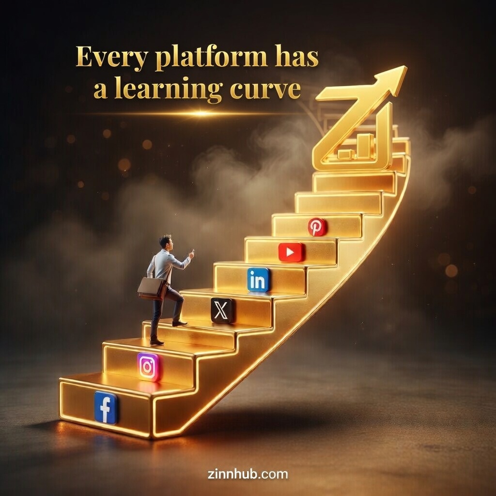 Every single platform has a learning curve:
When I first joined X (or twitter back then), I had no idea what I was doing. LinkedIn felt like a maze. Instagram confused me. Pinterest... YouTube... the same! 🤔
But I didn't give up! I clicked around, I read, I asked questions, and