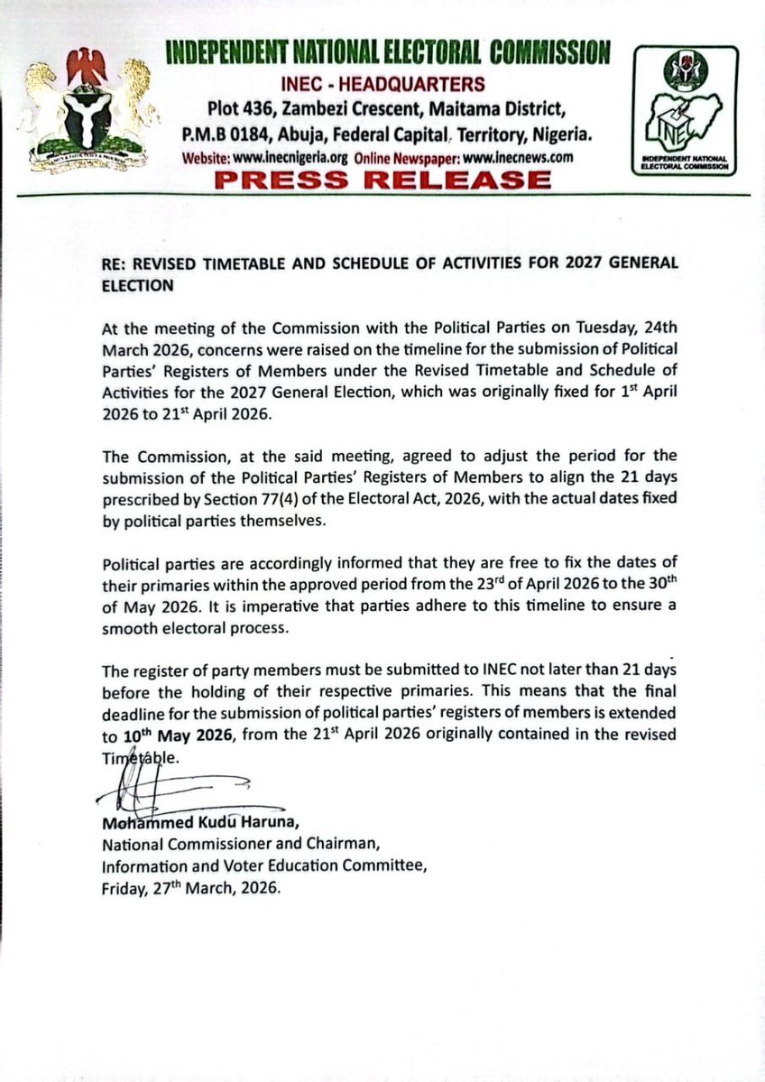 INEC Nigeria tweet media