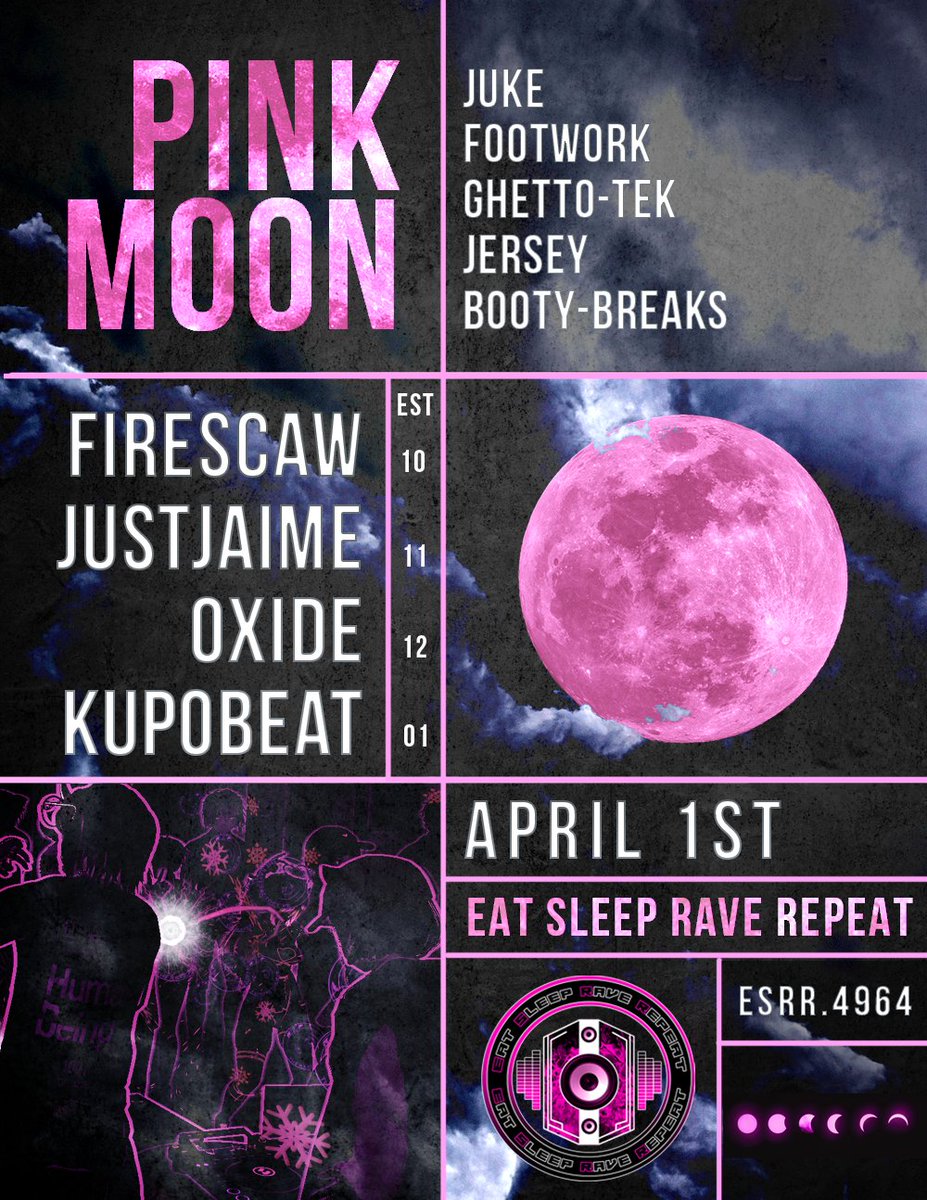 st4rfr4ct4ls's tweet photo. Happy Friday Ravers! We made it! As you prepare for your epic weekend, let me tell you about this mid-week BANGER that ESRR is cooking up. Come experience some certified ass-shaking music from some booty bumpin' professionals on state of the art sound. 

This WEDNESDAY! 

💗PINK MOON 💗
