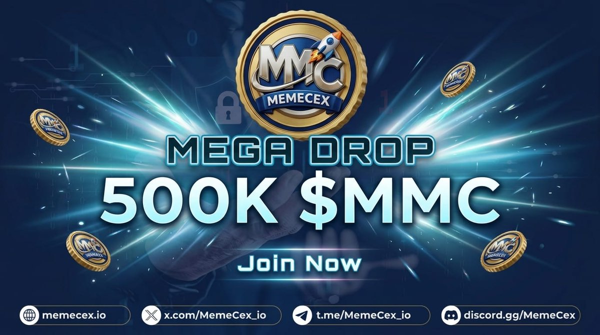 🚨 $500,000 $MMC Giveaway 🎁

5,000 winners • 100 $MMC each 💰

To enter:
1️⃣ Follow <a href="/MemeCEX_io/">MemeCEX</a>
2️⃣ Like + RT
3️⃣ Join t.me/MemeCex_io &amp; verify via bot
4️⃣ Join discord.gg/MemeCex

💬 Comment with #MemeCEX + your ETH address 👇

⚡ First 5,000 valid entries win
⏳
