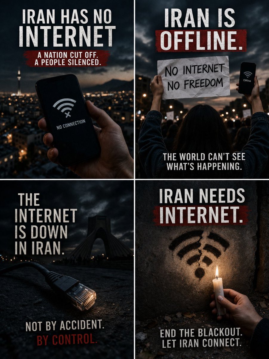 FR_Ceramicist's tweet photo. @UNGeneva @ifrc STOP SPEAKING OVER IRANIANS!

Every single person who has managed somehow to get a phone call through has said the same thing:

RECONNECT IRAN TO THE INTERNET!

28 days. No internet. No international calls. No evacuation notices. No contact. No voice.

HELP THEM NOW! https://t.co/9WUBy6CzXE