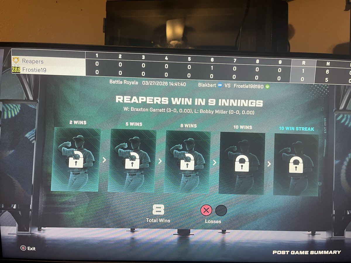 Frostie_19's tweet photo. This exploit is still happening. People getting wins in the Pitcher Menu. Fix it @MLBTheShow https://t.co/z9H9JnVgNK