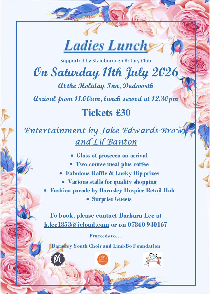 Wortlee1853's tweet photo. Great to see @LBofoundation on @itvcalendar tonight. Now taking bookings for the annual fund-raising Ladies Lunch in aid of this superb charity as well as @BarnsleyChoir &amp; supporting @BarnsleyHospice - last two years sold out! Supporters of any of these charities please share! https://t.co/42rhJE50Qc