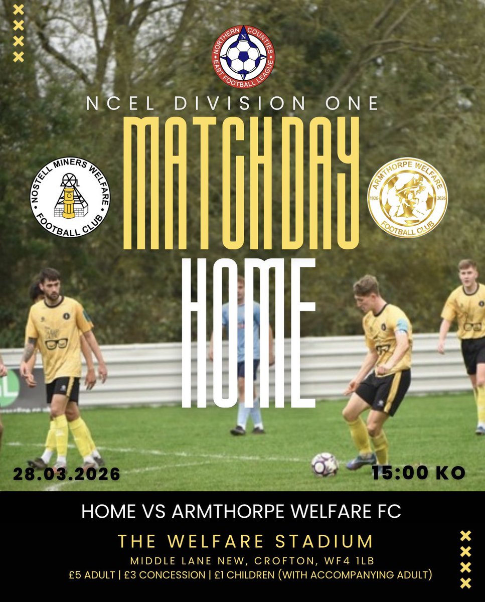 NostellMWFirsts's tweet photo. 🚨Saturday Game🚨| Vs @thewelfare | 15:00 KO 

Come down and support the lads, spend your Saturday the right way! ⚽️ @NCEL https://t.co/h1MJOczalf
