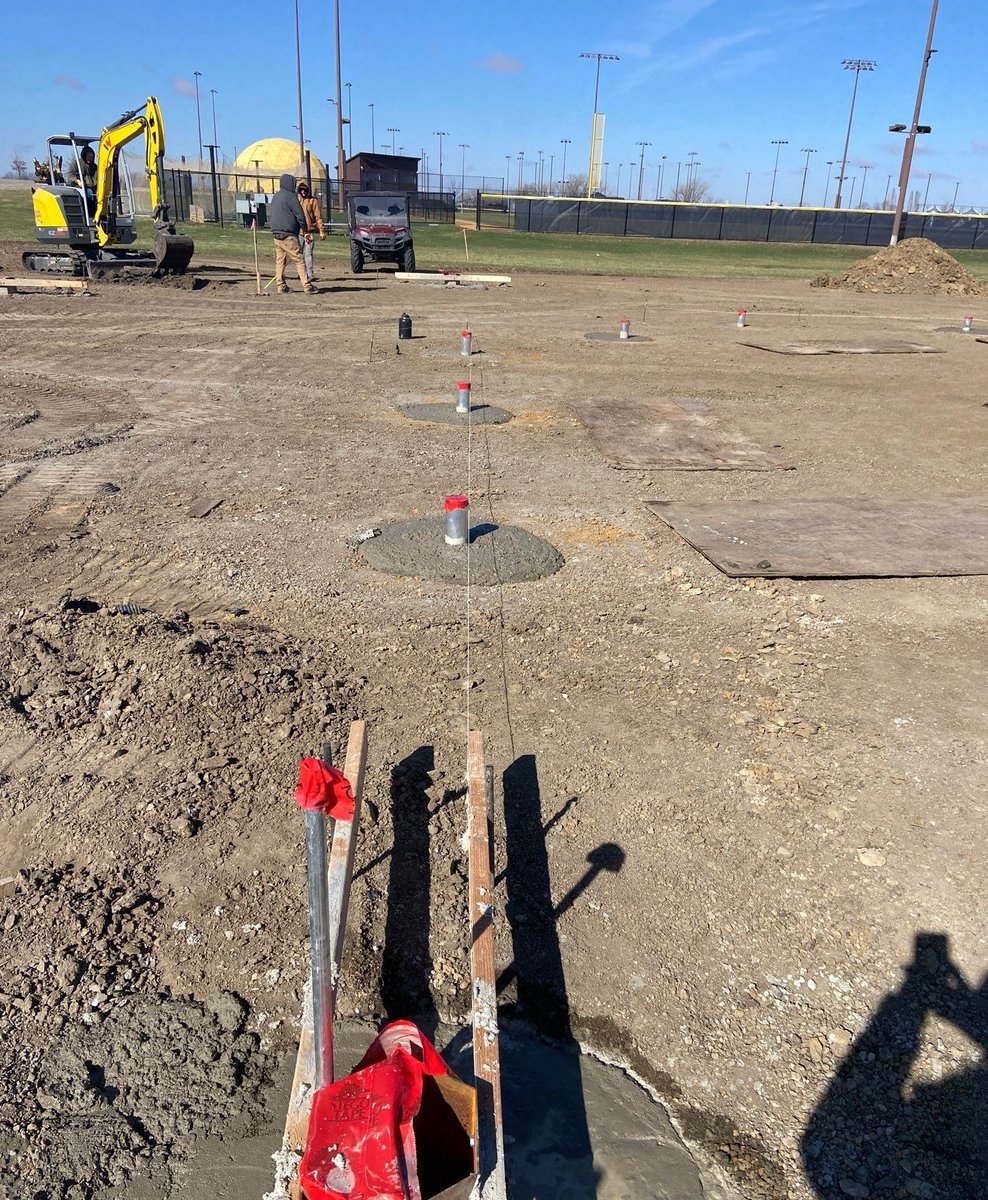 IowaSportsTurf's tweet photo. Backstop and batting cage sleeves going in at William Penn after stabilization earlier this week. https://t.co/gcaTqk3h9R