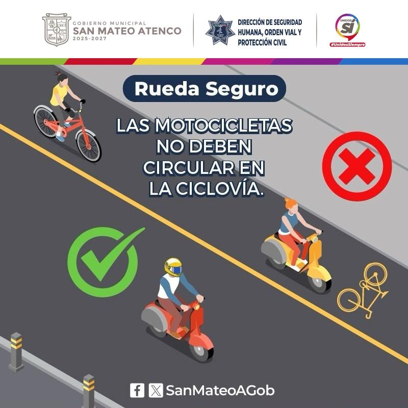 SanMateoAGob's tweet image. 🚲 Respeta la ciclovía | Este espacio fue creado para que las y los ciclistas circulen con seguridad. Cuando una motocicleta o un vehículo invade la ciclovía, pone en riesgo a quienes la utilizan.
#ConoceTuBando 👉🏽 sanmateoatenco.gob.mx/gacetayear y #RuedaSeguro