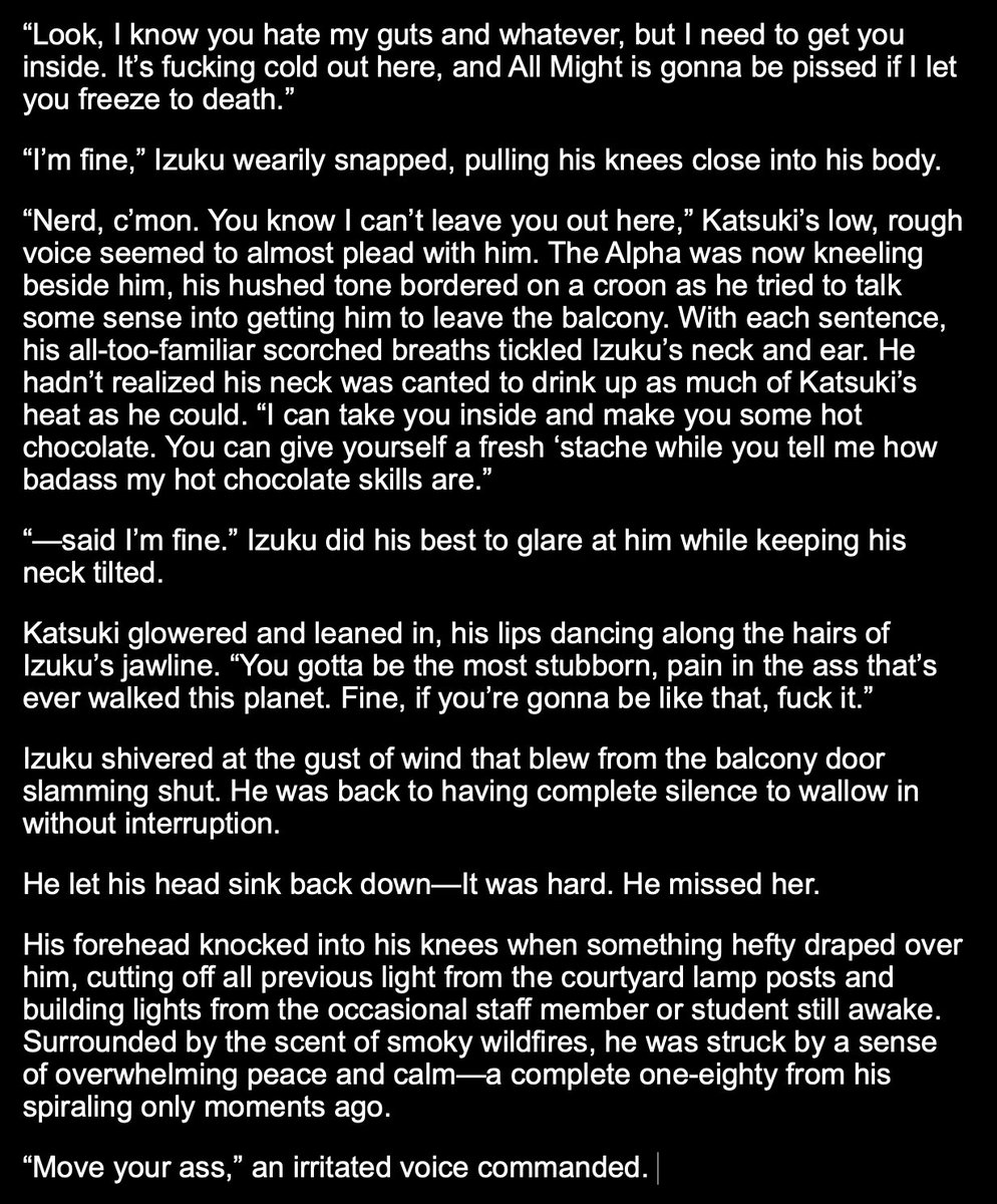 Bakarocka1's tweet photo. An in-progress snippet of Izuku's POV chapter from Oh, He Bites Back! (Read left to right). Currently up to 20k words, so TY to everyone for your patience! I feel bad about the delay, but I'm glad to have something to share https://t.co/hmAOimqlCd #mha #bkdk #ABO #fanfic #OHBB https://t.co/gC4qPXQMmk