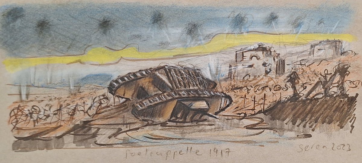 NJanagill's tweet image. Unique handmade original when it's gone it's gone 
#tank #Poelcappelle #passchendaele #ww1 #blockhouse #flanders #greatwar #warart #war #poppies ebay.co.uk/itm/3647068306…