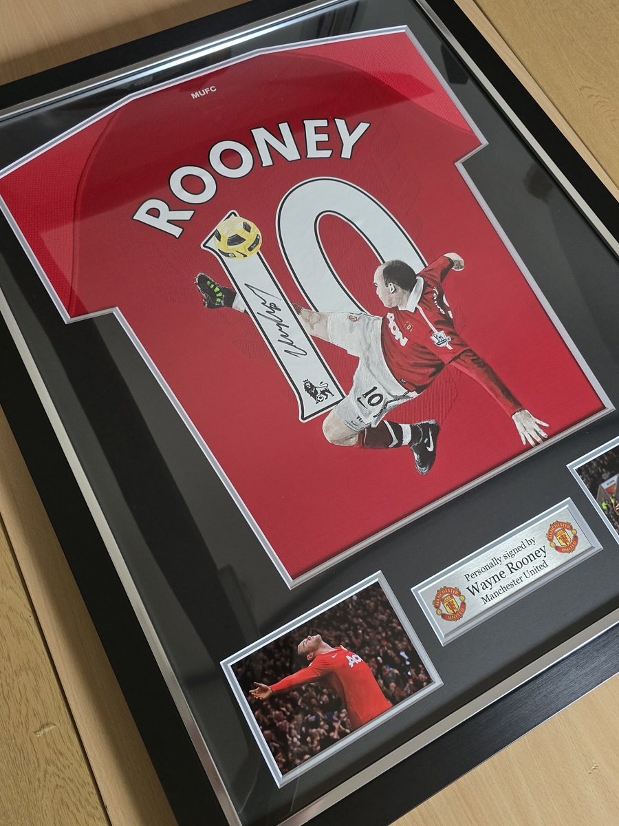 Framed, Signed, Painted Wayne Rooney United Shirt