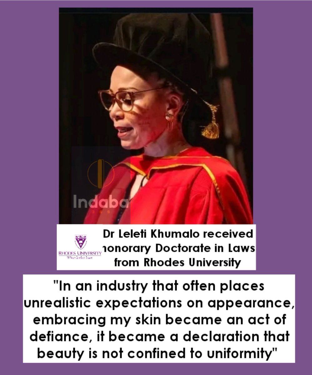 Indaba365's tweet photo. "In an industry that often places unrealistic expectations on appearance, embracing my skin became an act of defiance, it became a declaration that beauty is not confined to uniformity, that difference is not something to hide, but it is something I honour." - Dr Leleti Khumalo https://t.co/F08rV13i6C