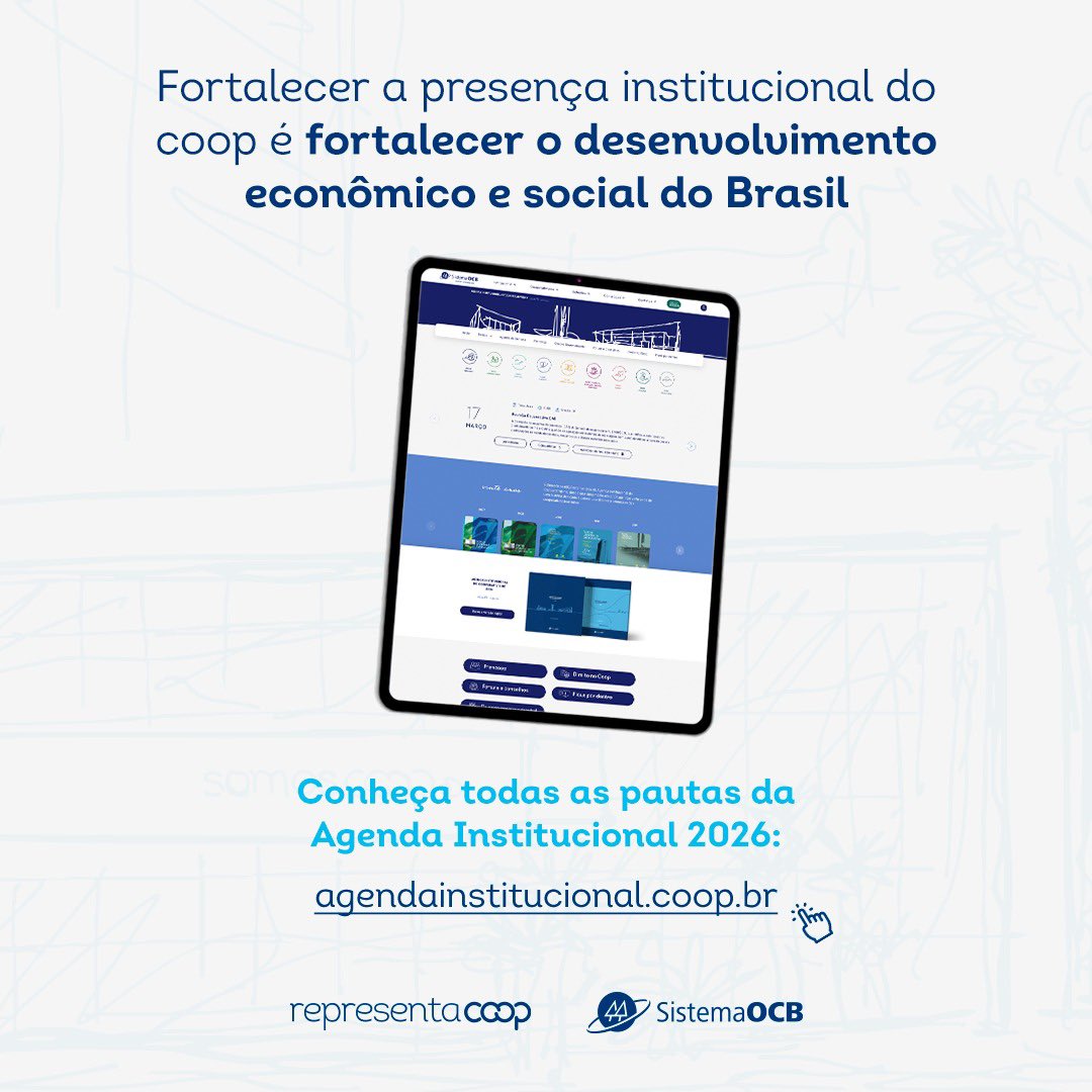 sistemaOCB's tweet photo. Confira todas as pautas da Agenda Institucional em: https://t.co/9P3kAfvrNN
#AgendaInstitucional2026 #AgendaCoop #RepresentaCoop #SistemaOCB https://t.co/lPk25C2QqB