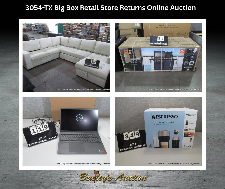 bentleysauction's tweet image. ✨3054-TX Big Box Retail Store Returns Online Auction
📍7148 Bell, Amarillo, TX 79109
📆ENDS: Monday, April 6 at 7 PM CDT

🔷BID NOW ➡️ rebrand.ly/6084e2

#bentleysauction #auctionsouthwest #bigbox #retailreturns #furniture #onlineauction #publicauction #overstock