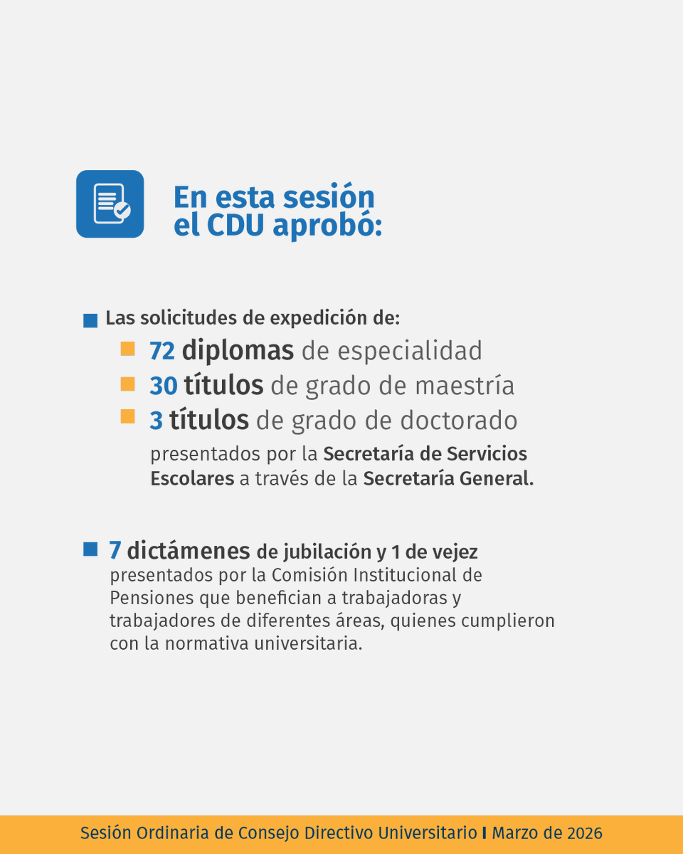 LaUASLP's tweet photo. ¡Entérate! 

✅ Estos son los asuntos aprobados en la sesión ordinaria del mes de marzo del H. Consejo Directivo Universitario de la #UASLP. https://t.co/MzGj4R2Ahi