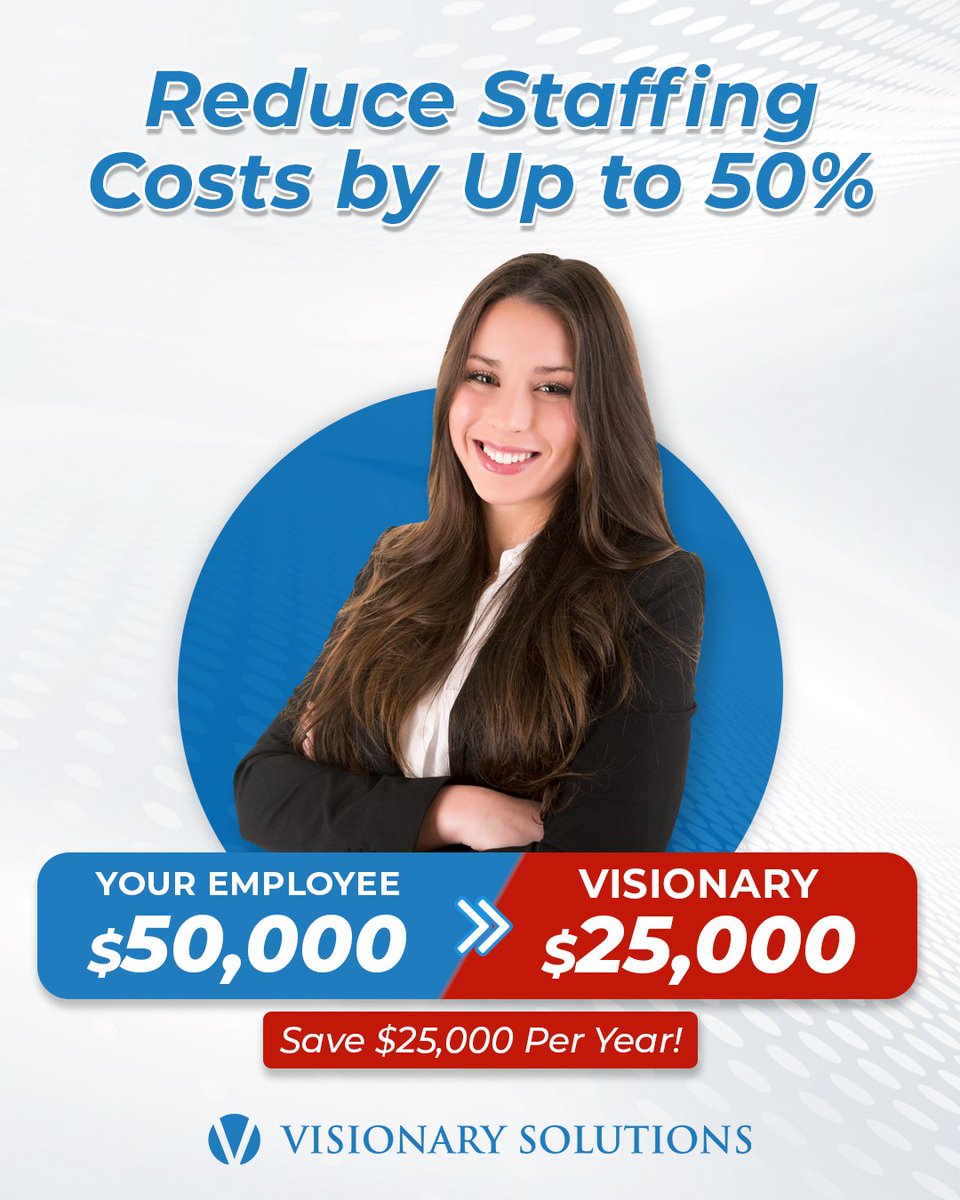 visionarybizdev's tweet photo. With Visionary, you can cut expenses by up to 50% while maintaining a high-quality, fully trained team ready to support your business.

Scale smarter.
📷 https://t.co/VOWz4Wf7Z8
📷 Call us: 877-220-1609
📷 Email: jabele@visionarysolutionsinc.com

#Outsourcing #VirtualAssistants https://t.co/lZ4ik5f1RN