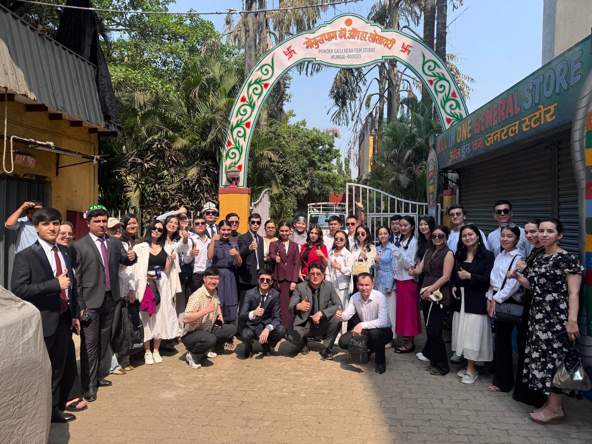YASMinistry's tweet photo. In Mumbai, the Central Asian Youth Delegation was accorded a distinguished introduction to the vibrant and dynamic world of Indian cinema at Dadasaheb Phalke Chitranagari. Their visit offered an insightful journey through the intricate process of filmmaking, from exploring expansive and meticulously designed film sets to gaining a deeper understanding of the artistry and technical expertise that bring stories to life on screen.
Immersed in the rich legacy and creative spirit of India’s film industry, the delegation experienced firsthand the seamless blend of storytelling, innovation, and cinematic excellence that continues to captivate audiences worldwide.

#CAYD
