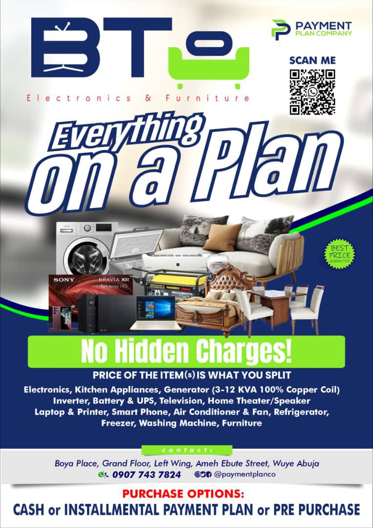 PaymentPlan Company & BTO Electronics Abuja tweet media