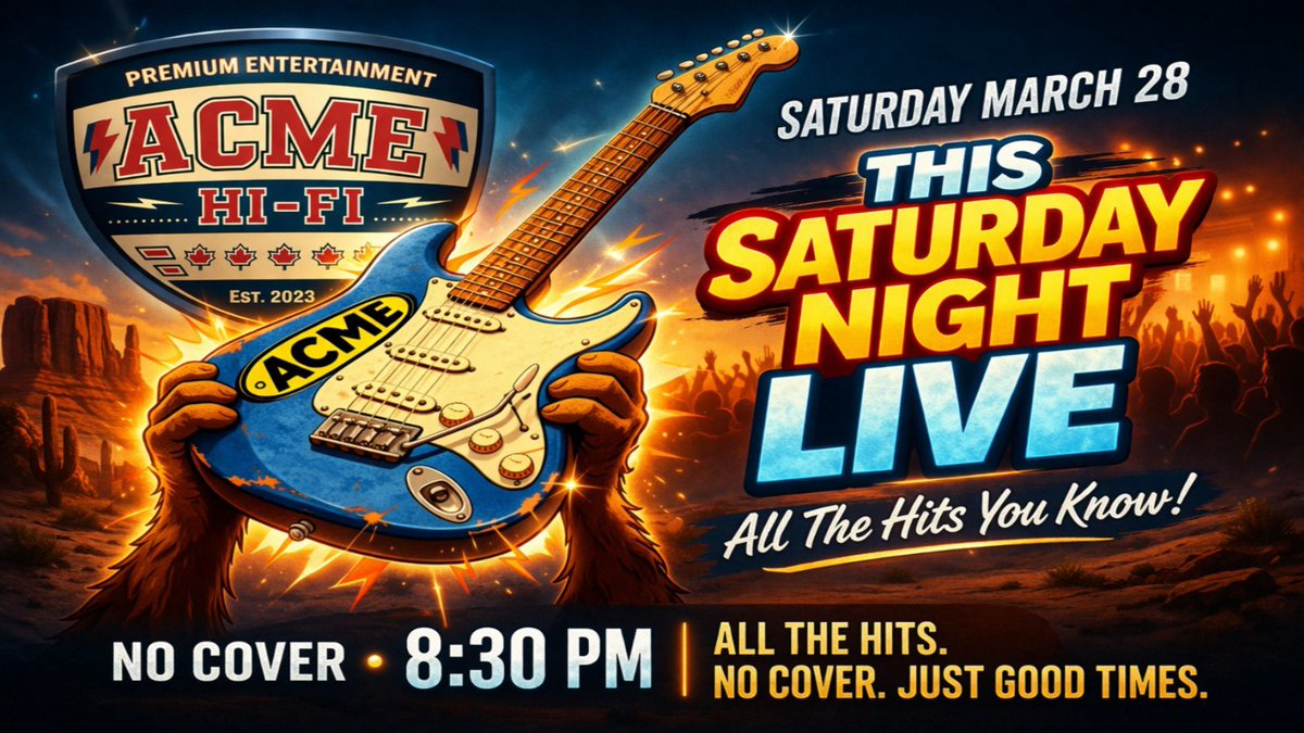 EdelweissTavern's tweet photo. Great band this Saturday night ! No cover live weekends at the @EdelweissTavern March 28. Debut live performance that will become a new customer favourite with @ACMEHiFi1 https://t.co/zTlCkclLZD