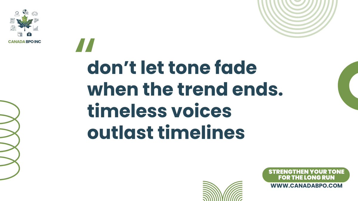 CanadaBpoInc's tweet image. Trends come and go—but your tone defines longevity.
We help brands craft voices that evolve with the market yet stay unmistakably them.
#ToneLongevity #VoiceStrategy #TimelessConnection #BrandEvolution #CanadaBPO