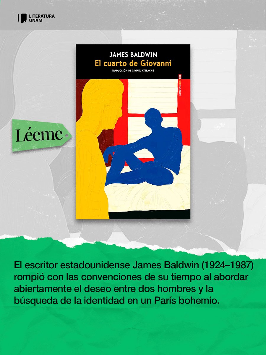 📖En la década de los cincuenta, el escritor estadounidense James Baldwin rompió con las convenciones de su época al publicar "El cuarto de Giovanni", una novela que aborda abiertamente la complejidad del deseo entre hombres y la constante tensión entre recordar y olvidar en un