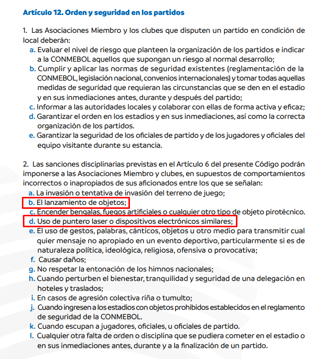 JuankPiza's tweet photo. ¡Multados por "discriminación" y "orden y seguridad en los partidos"!

Tras la eliminación a manos de Millonarios en la Copa Sudamericana, Nacional fue multado por la CD de Conmebol por 110.000 USD.

En las imágenes los artículos contra los cuales se realizaron las infracciones. https://t.co/yzDkNbJlXp