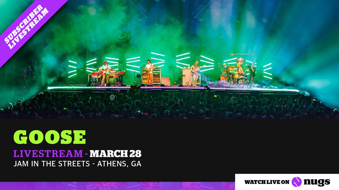 L4LM's tweet image. #Goose's spring tour gets started early tonight with a headlining slot in the streets of Athens, GA. 

Tune in: nugsnetenterprisesinc.pxf.io/c/7122650/3824…