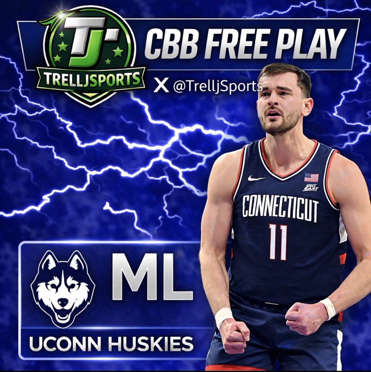 TrellJSports's tweet image. 🏀 CBB 

Uconn Huskies ML (-125) 2U

Like if riding with me 💙

#Huskies 🐺
