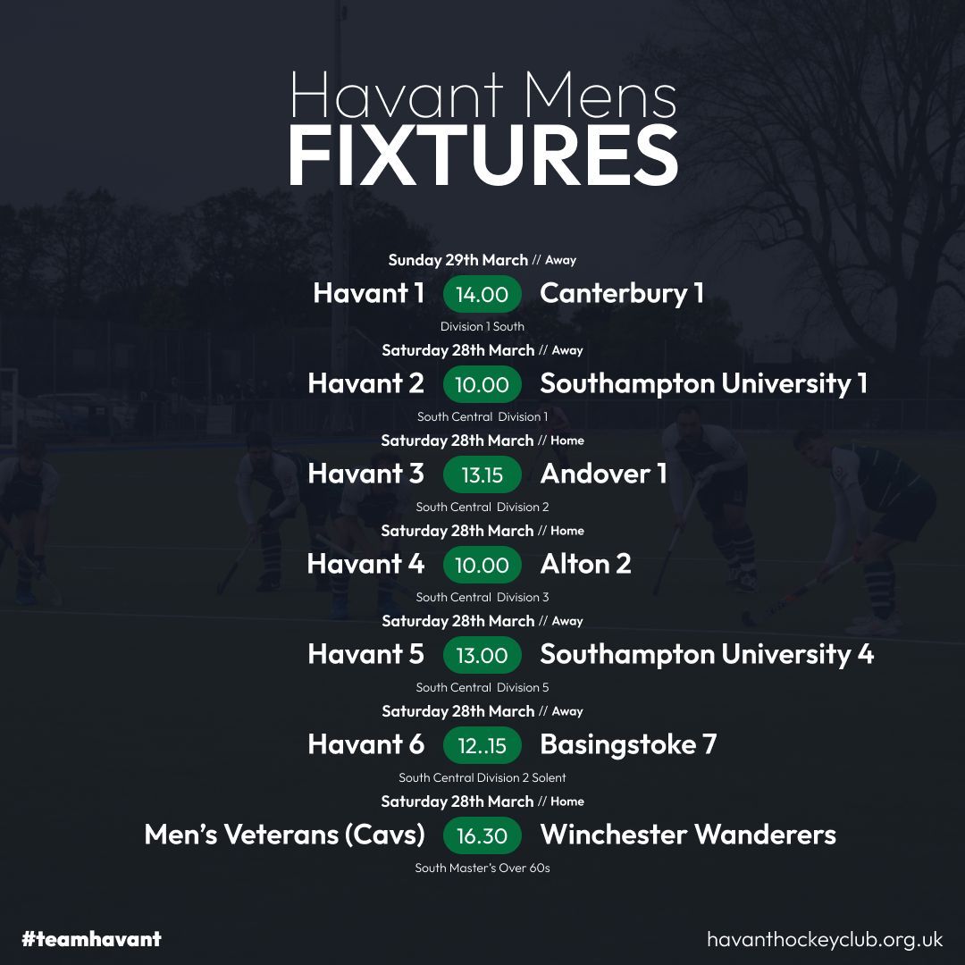 HavantHC's tweet photo. It's Fixture Friday!
Our Women's 1st team are still fighting for promotion so make sure to pop down to the pitch to see them play and offer your support. 
#TeamHavant  #BleedGreen
@fatfacefoundation @stuart8wealth  @boxchilli  @accessuclinic @lalyspharmacyuk  @pickettsandpursers https://t.co/hi7MsXQFdr